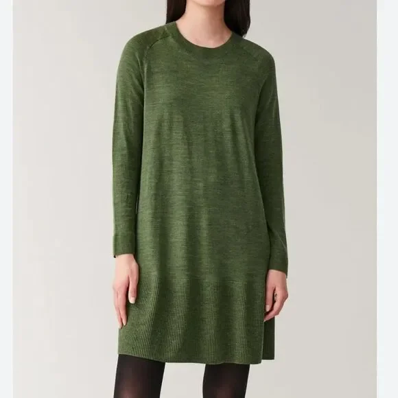 COS | Dresses | Cos Womens Merino Wool Aline Sweater Dress Green Size S |  Poshmark